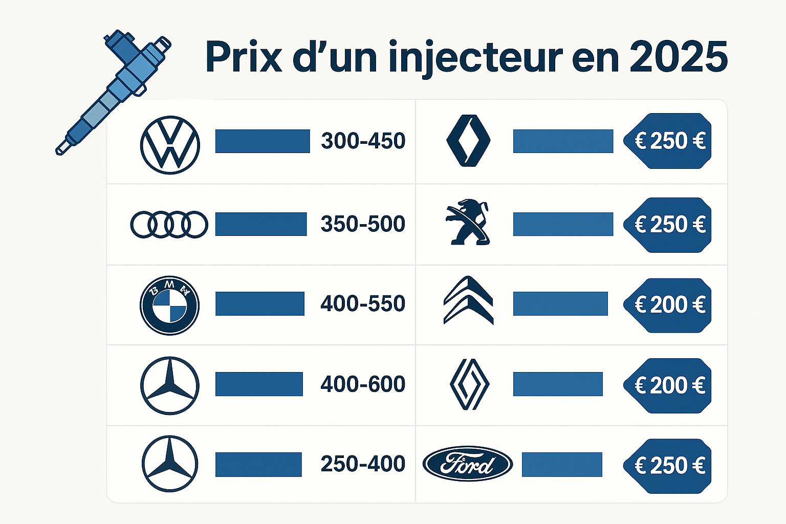 Prix d’un injecteur en 2026 : budget, consigne et coût par marque